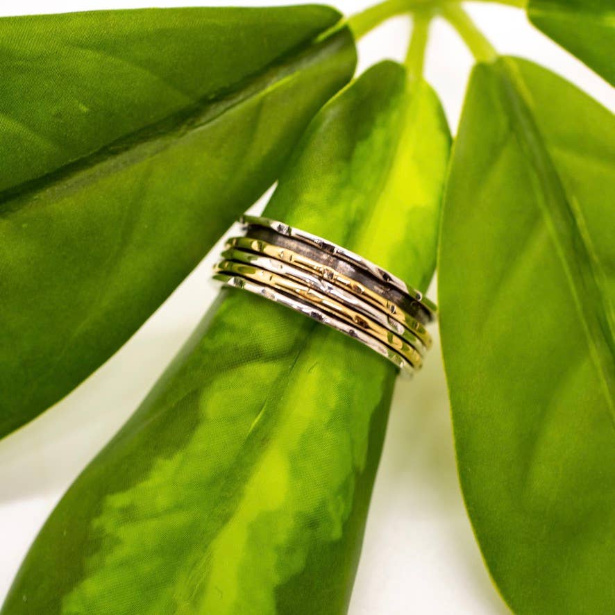 Sterling Silver Textured Band Spinner Ring