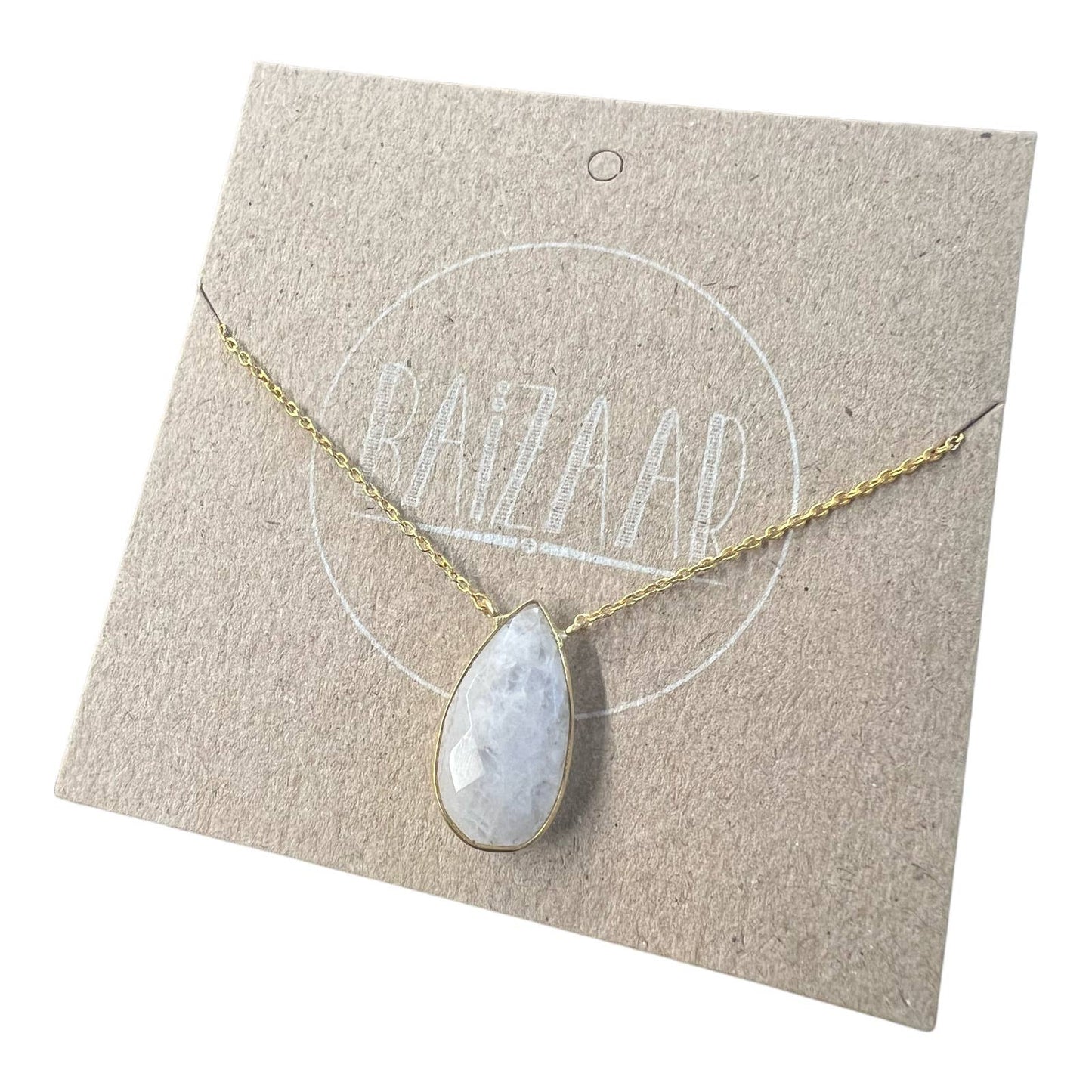 Faceted Teardrop Stone Necklace