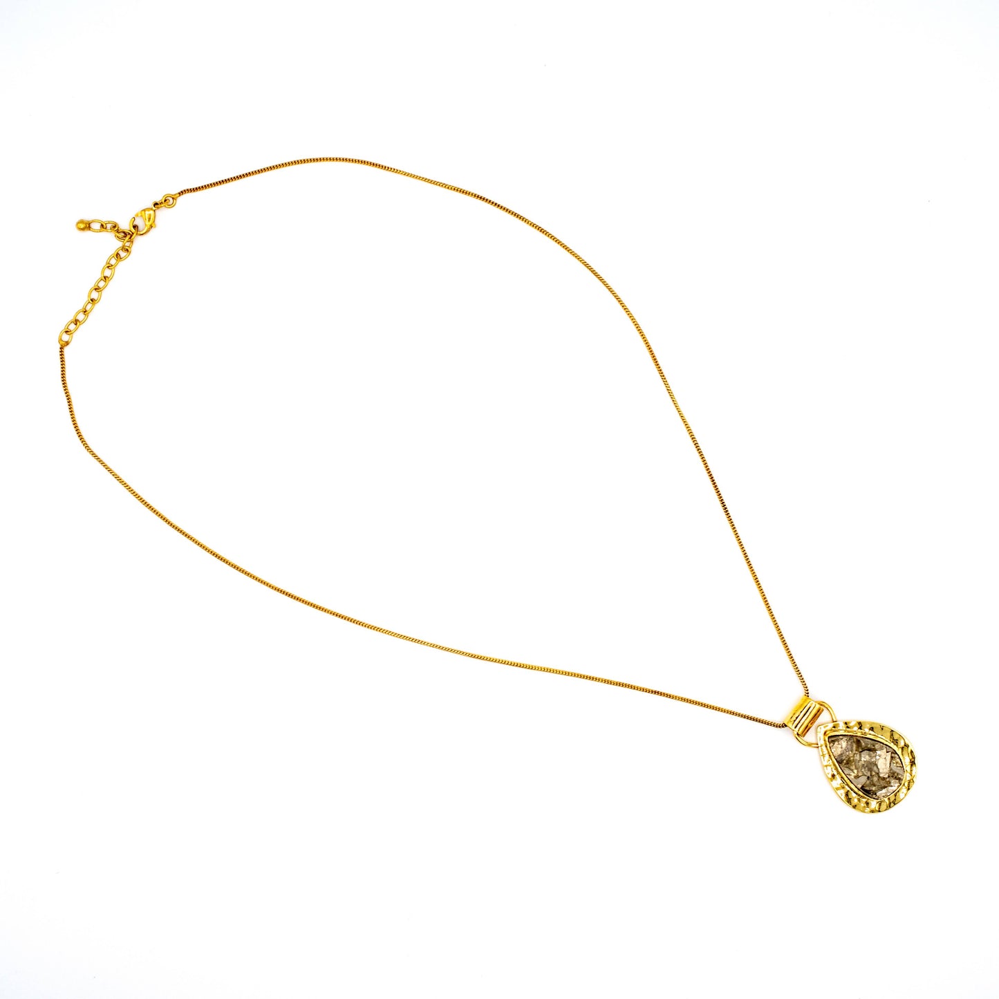 Hammered Brass Stone Pendant