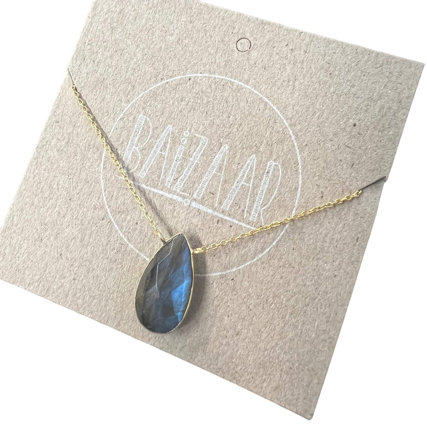 Faceted Teardrop Stone Necklace