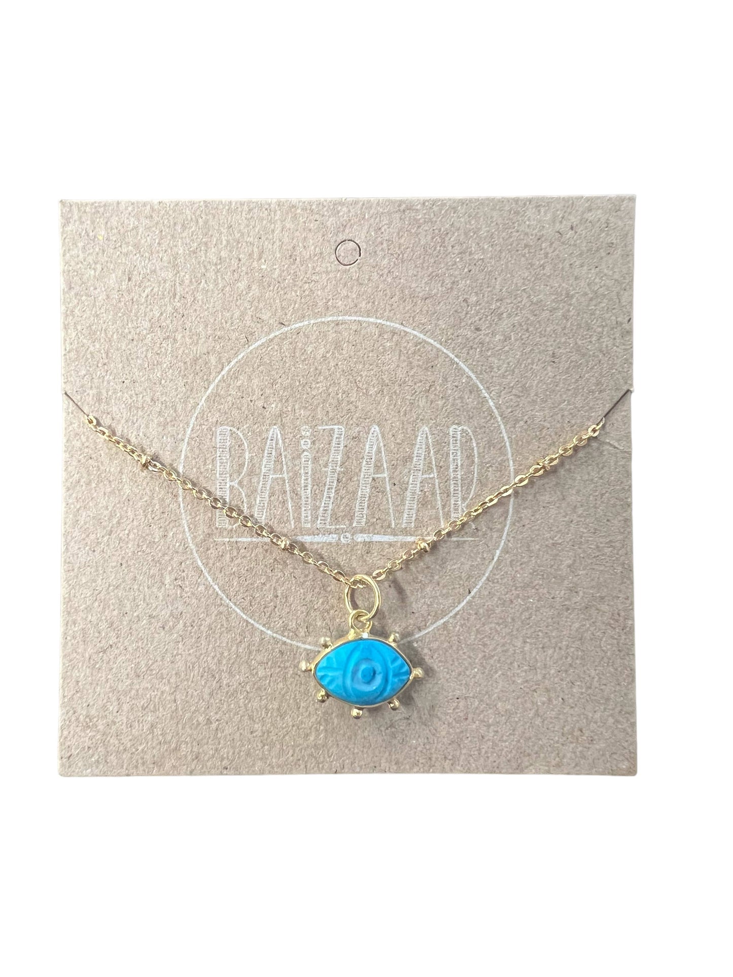 Carved Evil Eye Stone Necklace