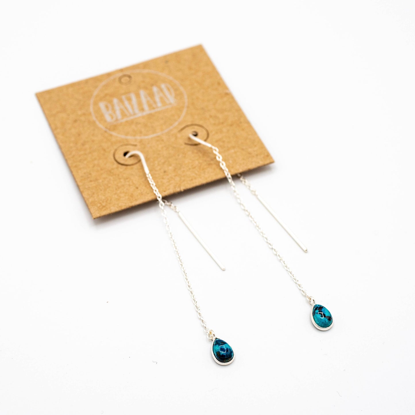 Sterling Silver Threader Stone Earrings- Amethyst, Turquoise