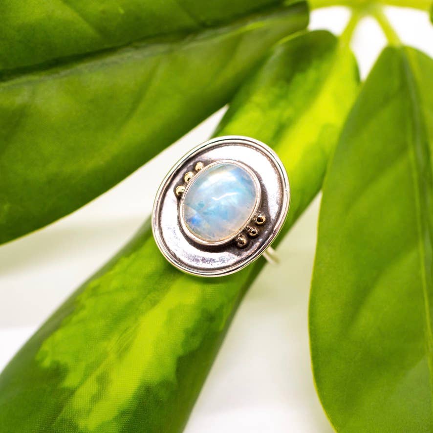 Sterling Silver Moonstone Universe Ring