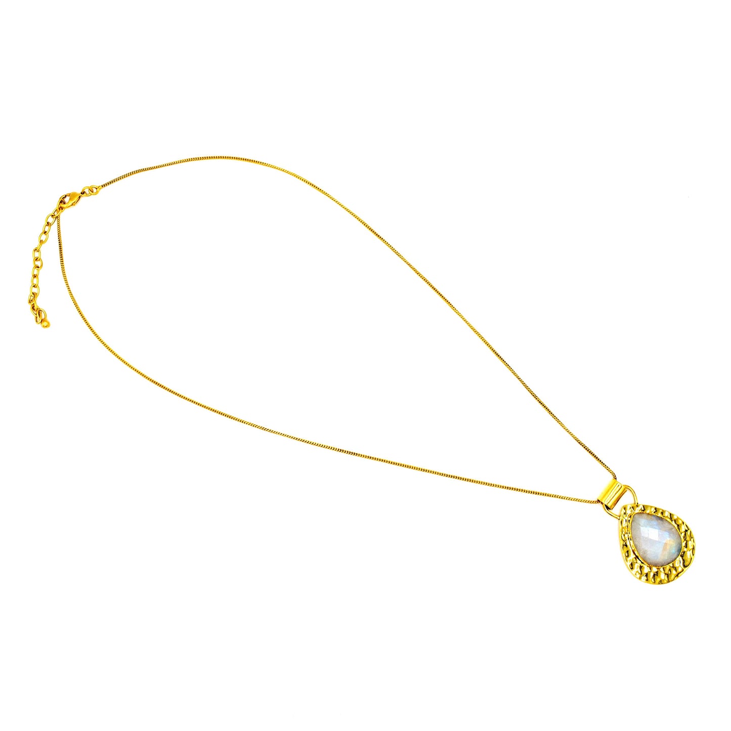 Hammered Brass Stone Pendant