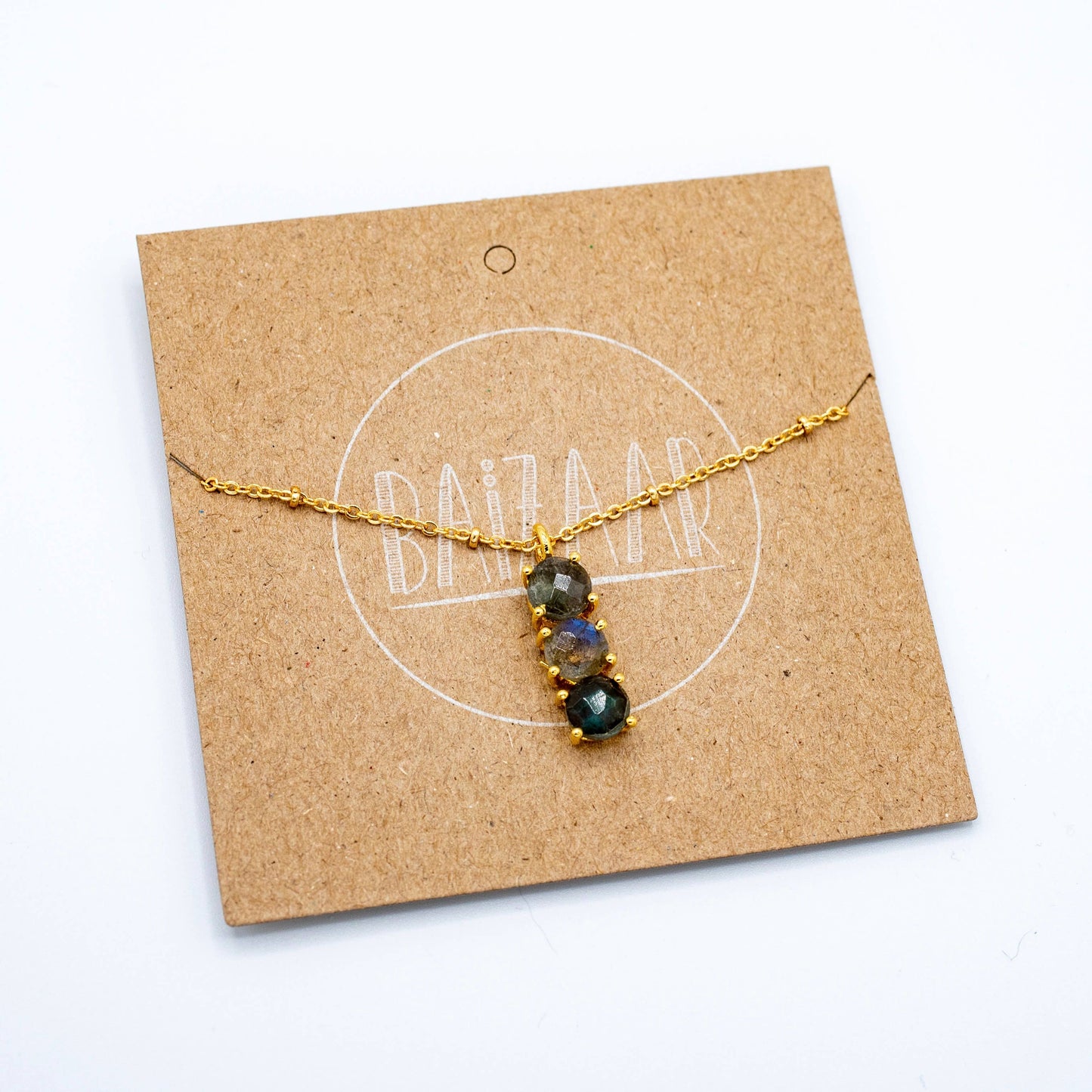 Triple Stone Prong Necklace