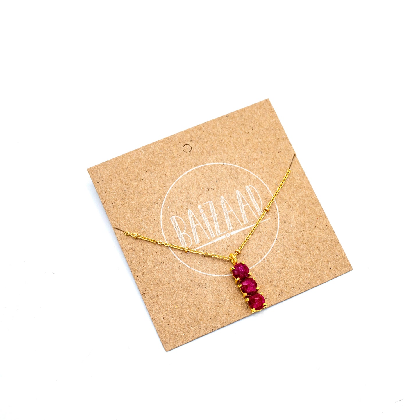 Triple Stone Prong Necklace