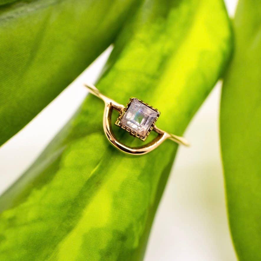 Brass Moonstone Loop Ring