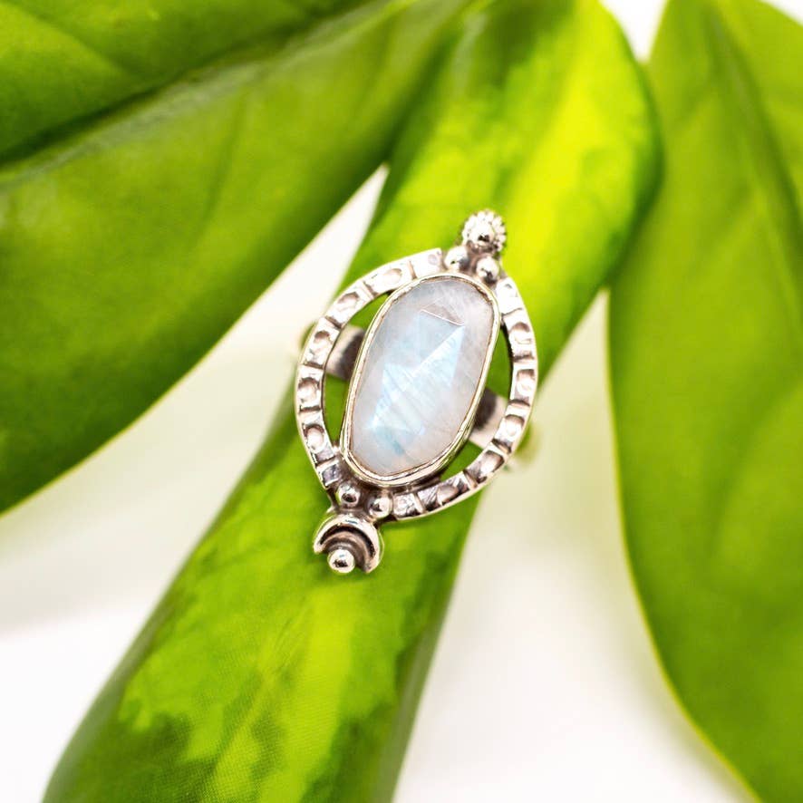 Sterling Silver Crowned Moonstone Ring