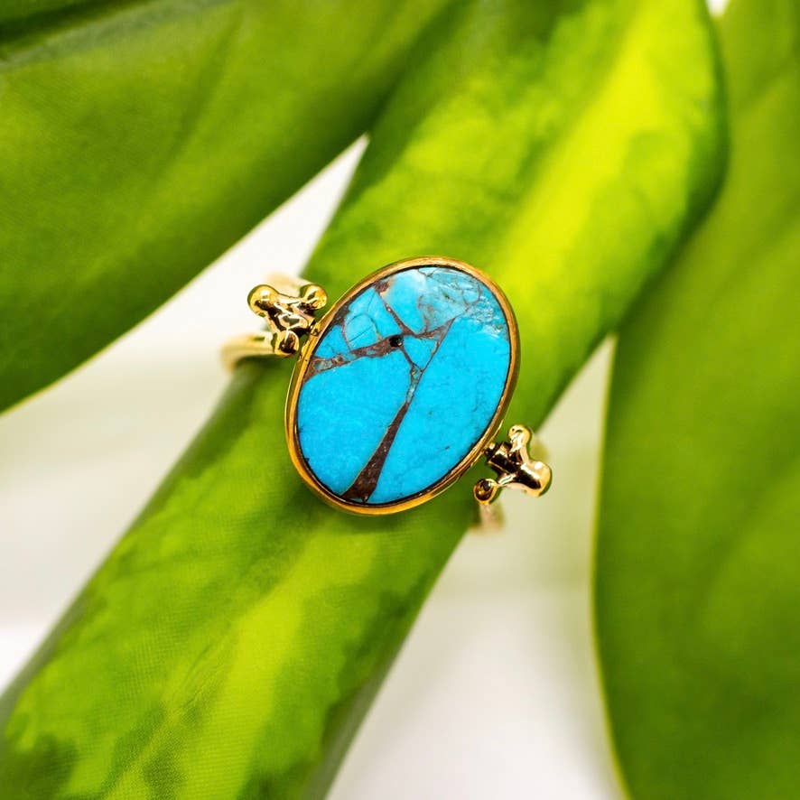Brass Spinning Turquoise Ring