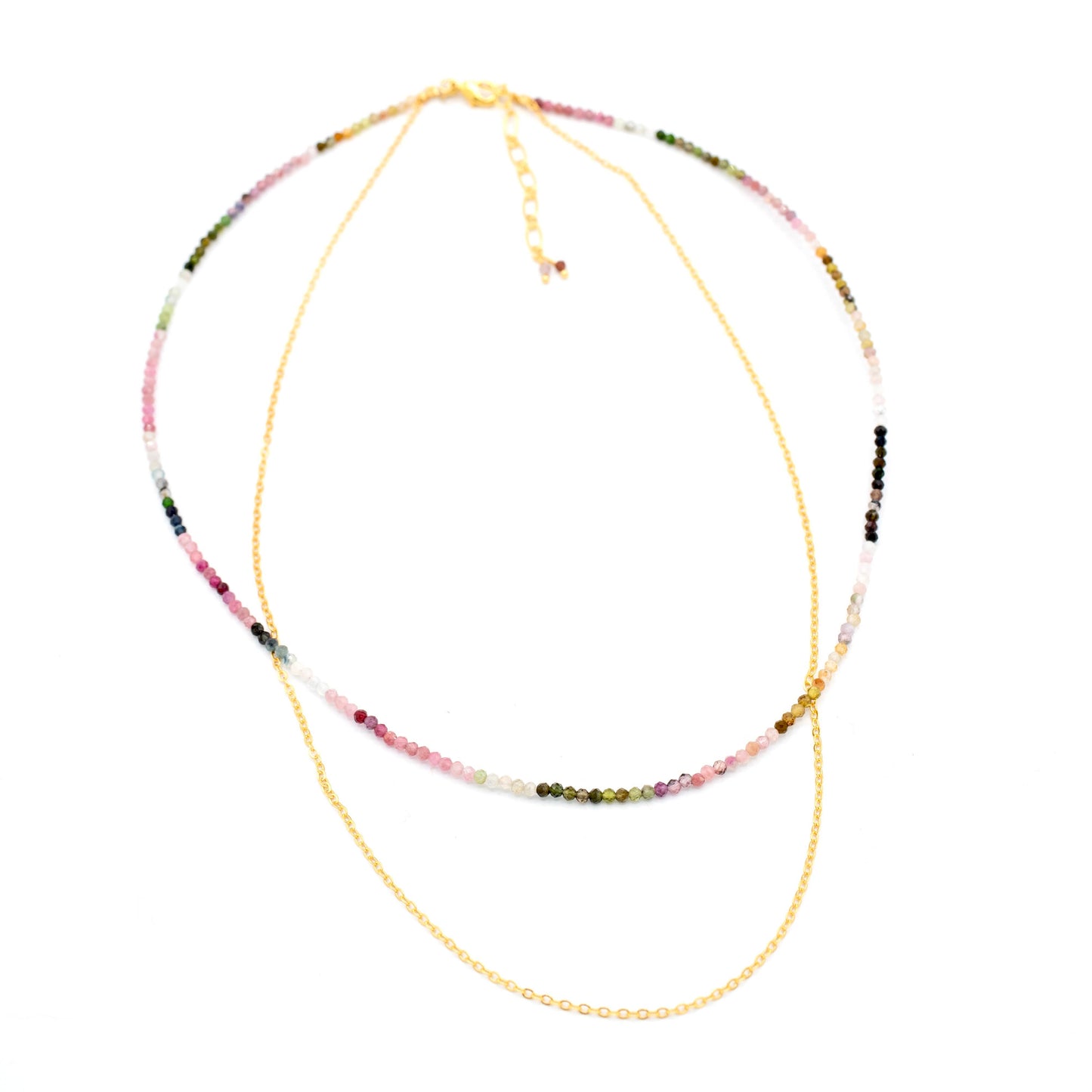 Gold Plated Stone & Chain Layer Necklace