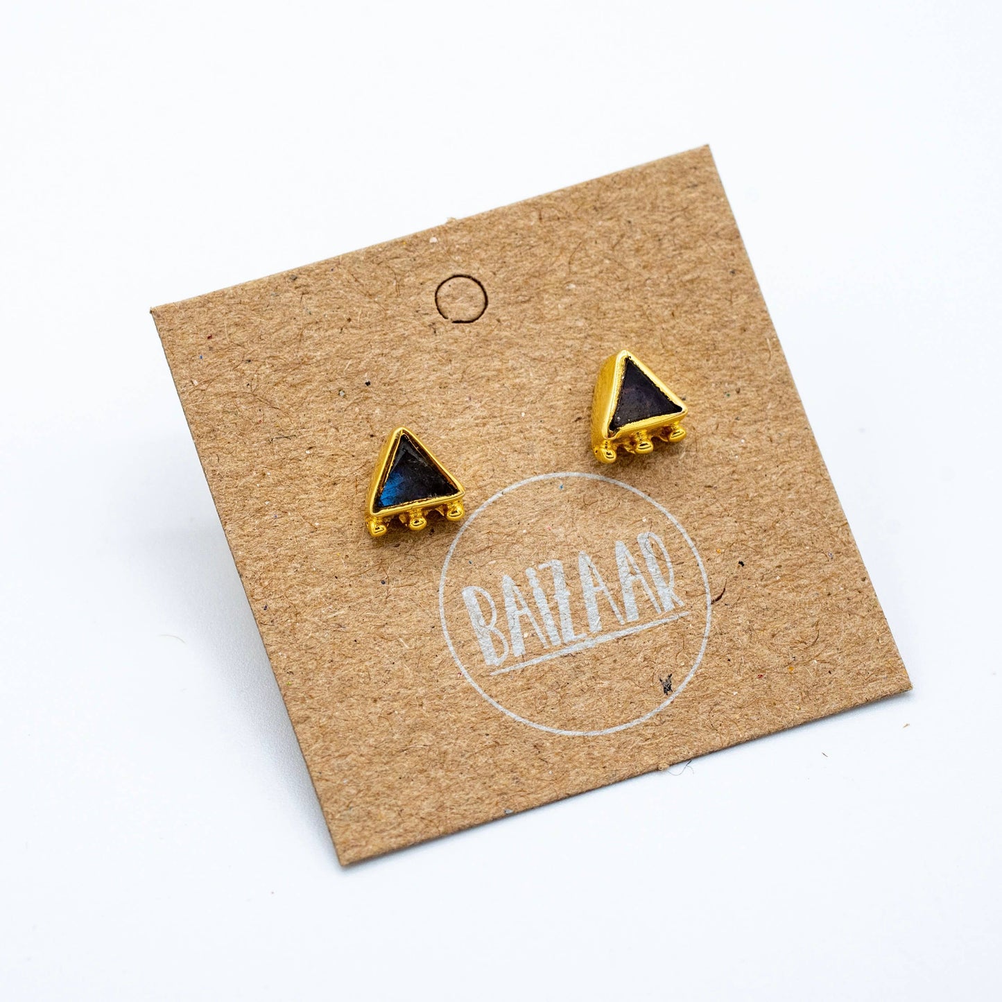 Brass Stone Triangle Stud