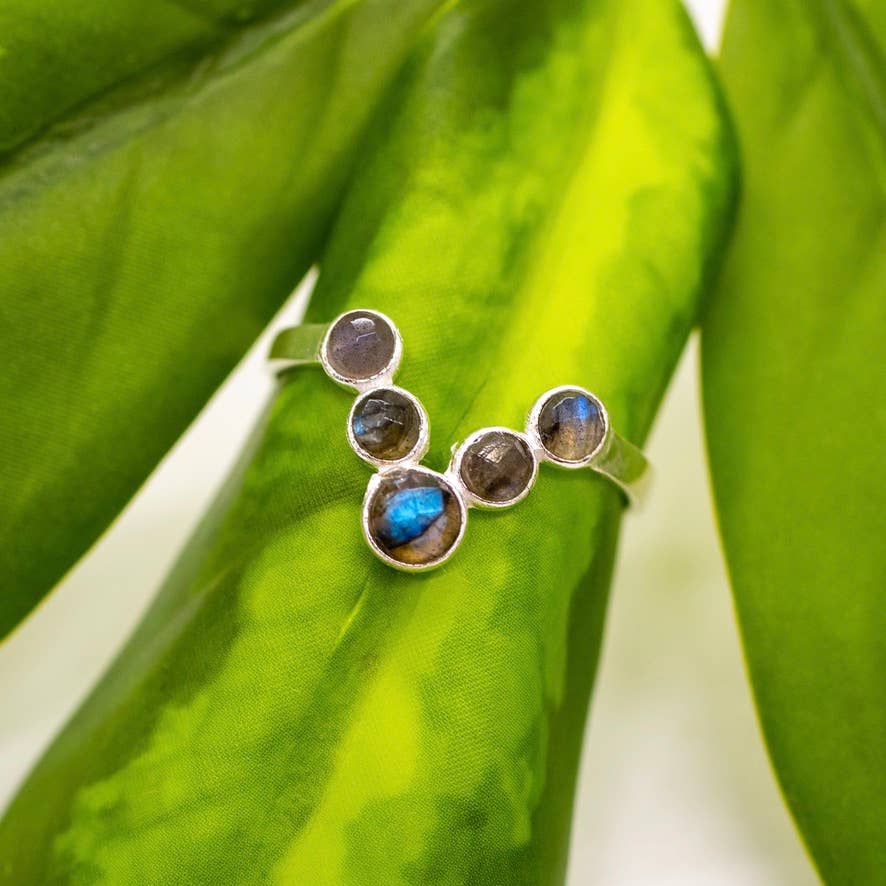 Sterling Silver Labradorite V Ring