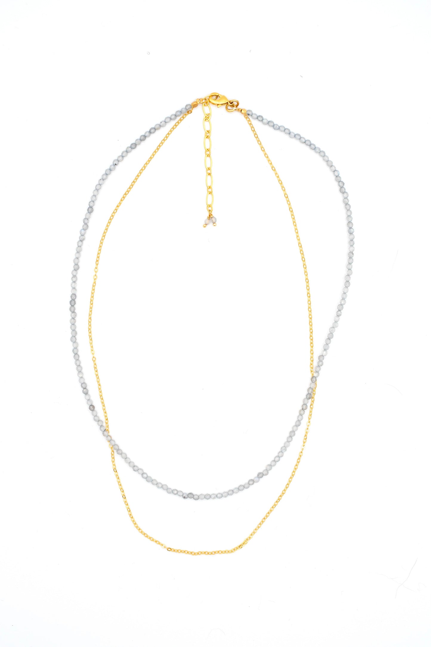 Gold Plated Stone & Chain Layer Necklace