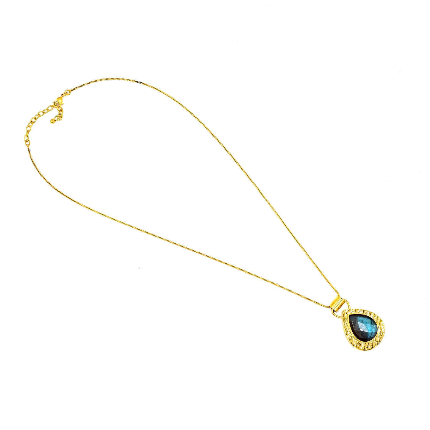 Hammered Brass Stone Pendant