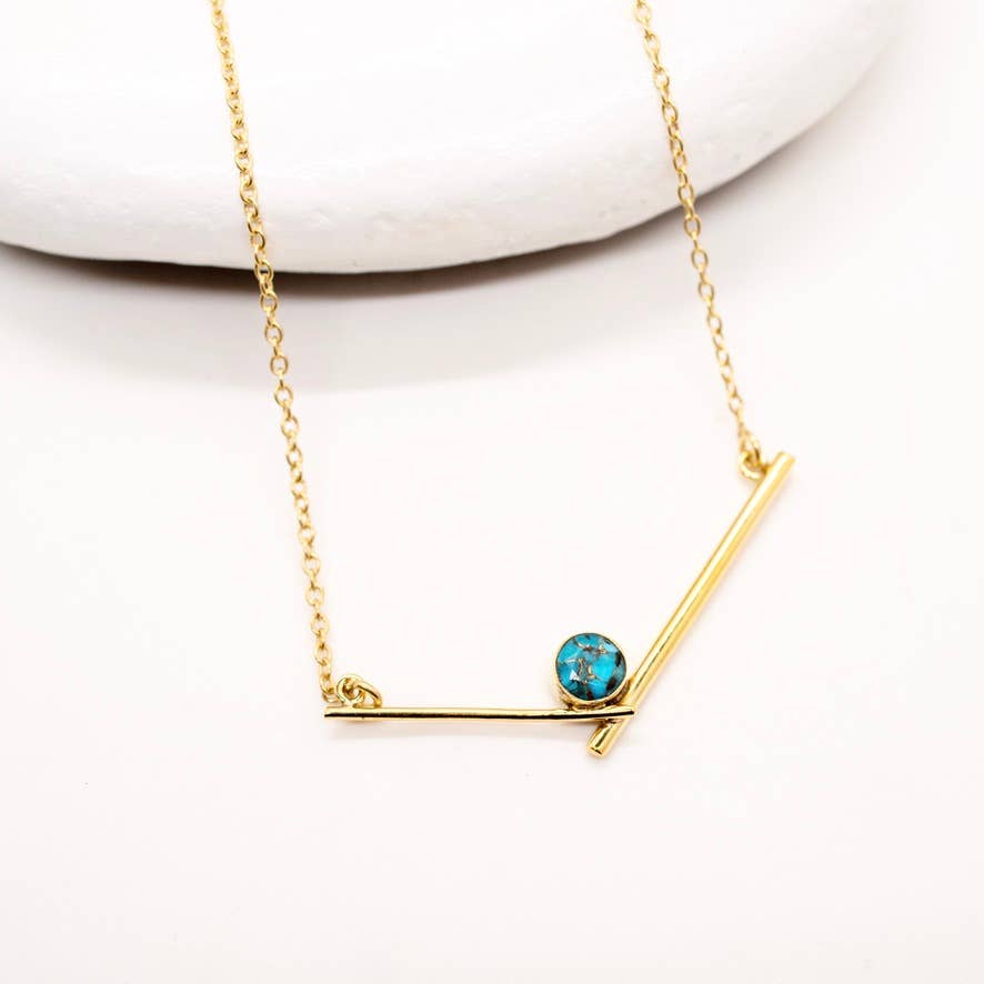 Stone Cross Bar Necklace