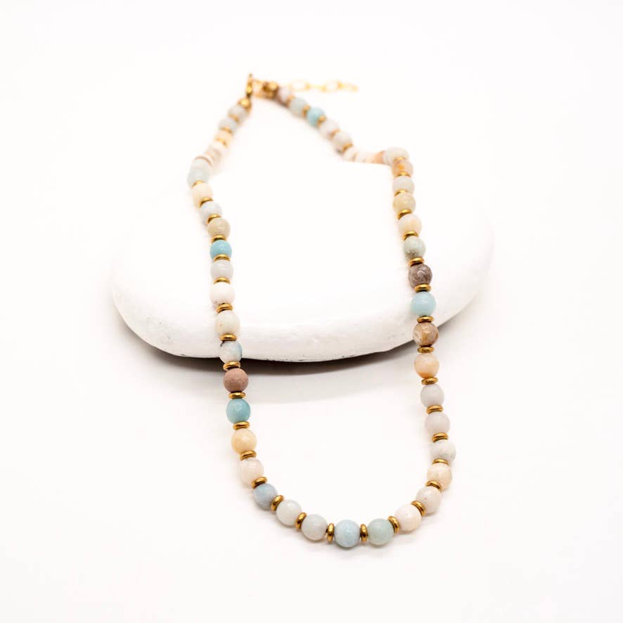Simple Beaded 6mm Stone Necklace