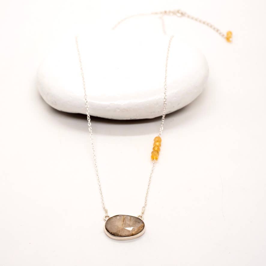 Sterling Silver Aura Stone Necklace