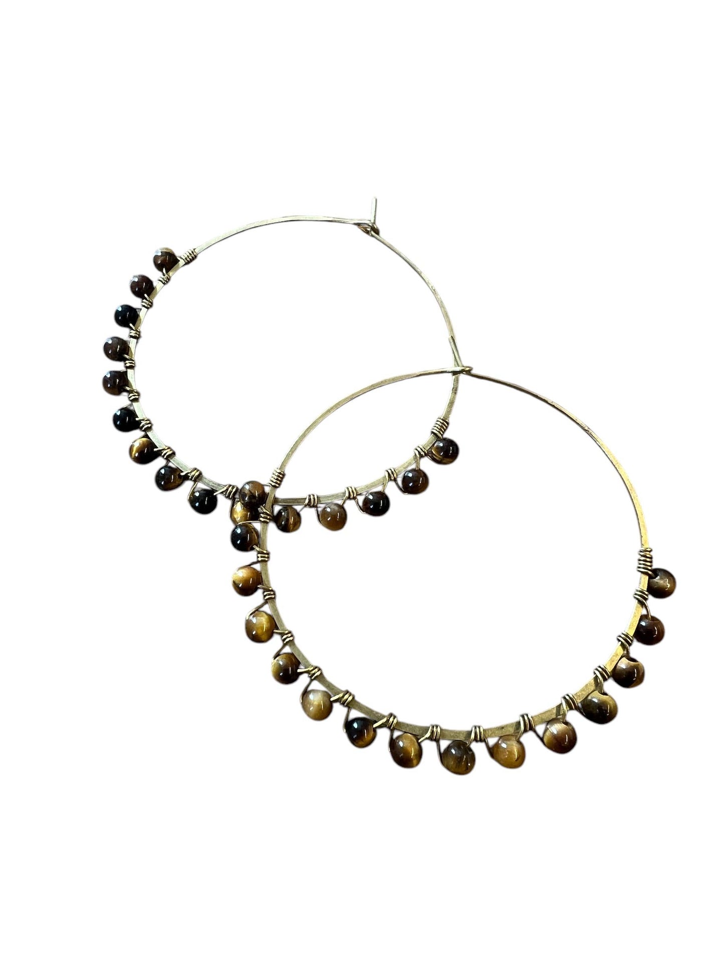 Brass Natural Stone Hoop Earring - Closeout Sale! 