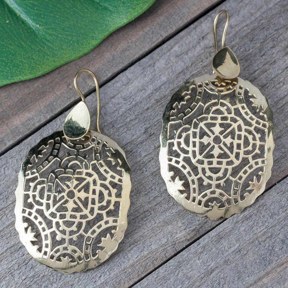 Brass Stained Glass Earring