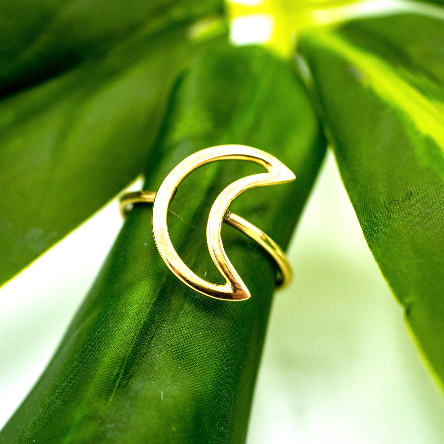 Brass Open Crescent Ring 