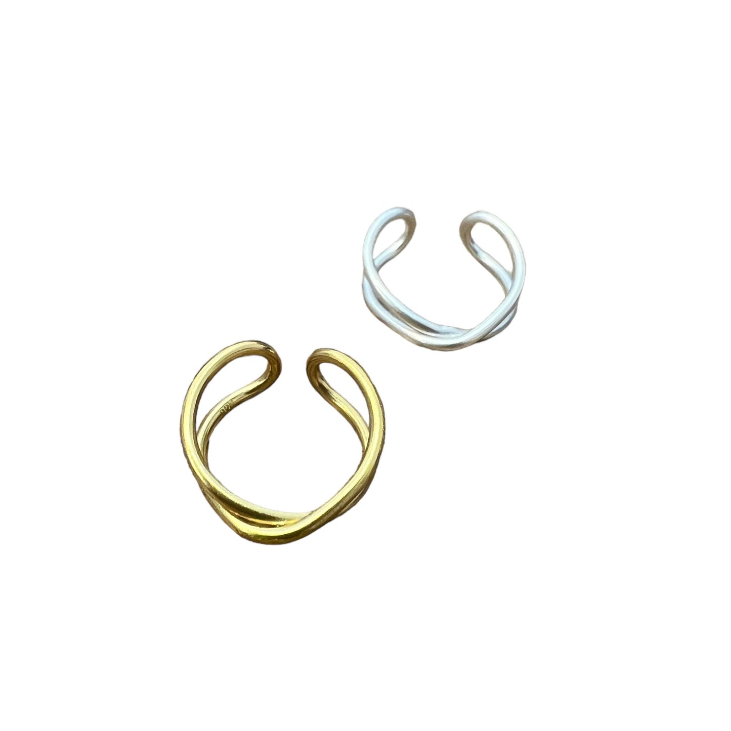 Cross Bar Ear Cuff - Sterling Silver & Gold