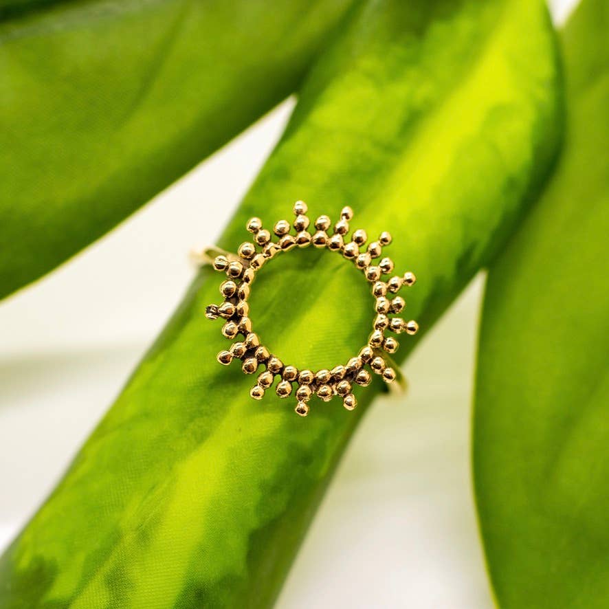 Brass Open Circle Ray Ring