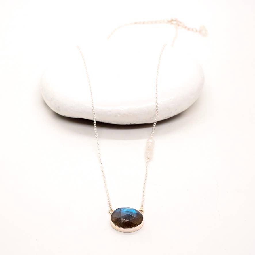 Sterling Silver Aura Stone Necklace