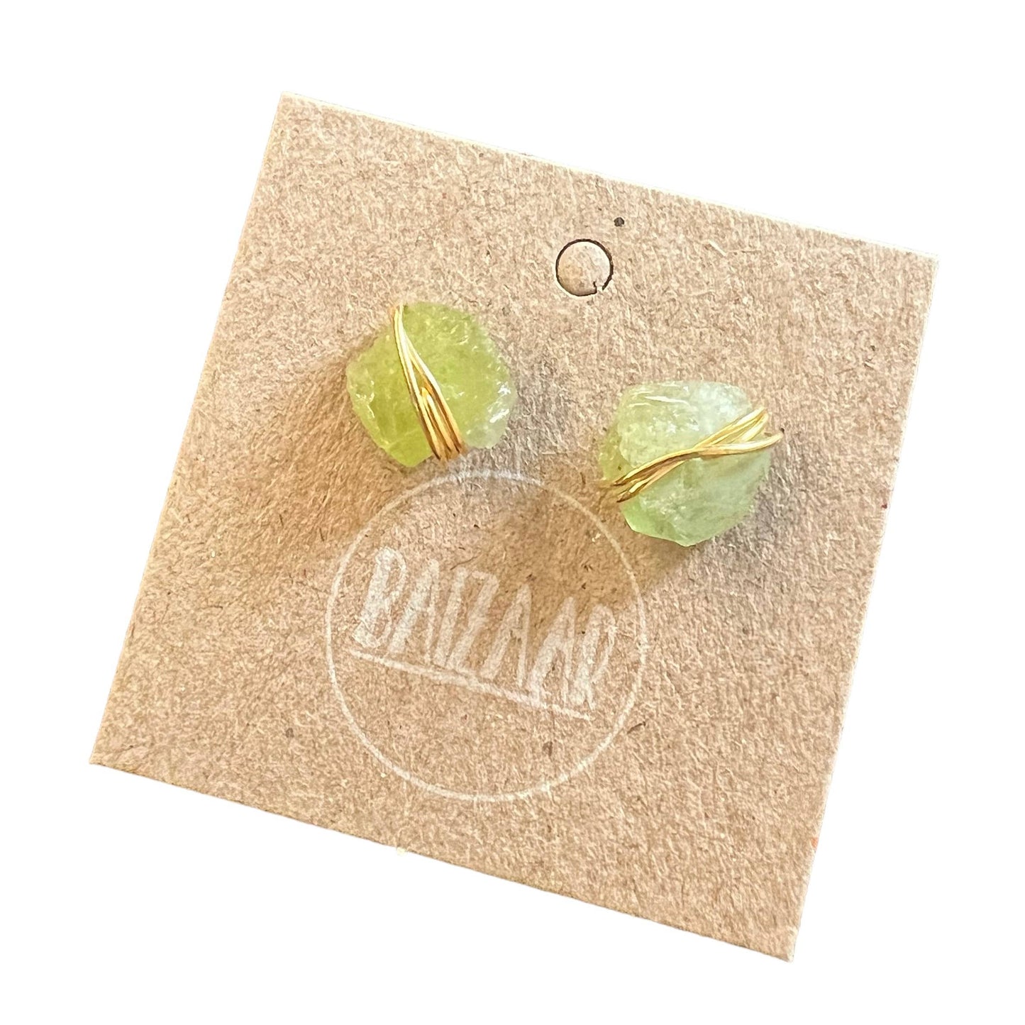Wrapped Raw Stone Stud Earrings