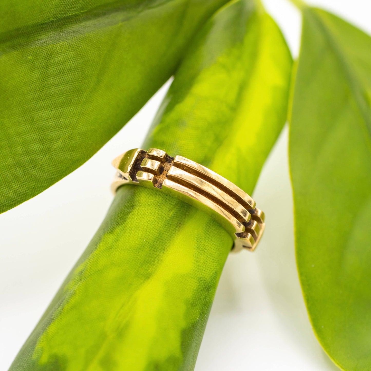 Brass Triple Bar Band Ring
