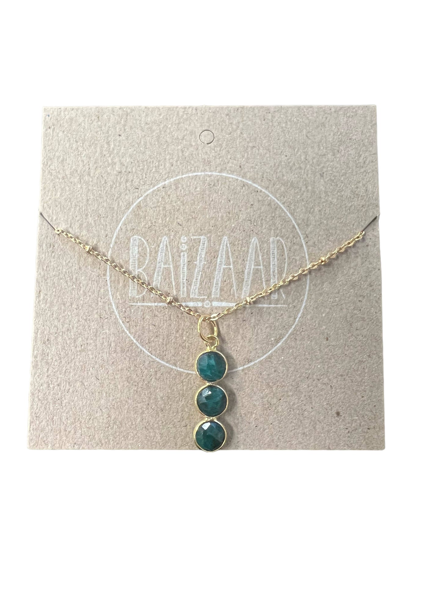 Faceted Triple Stone Necklace