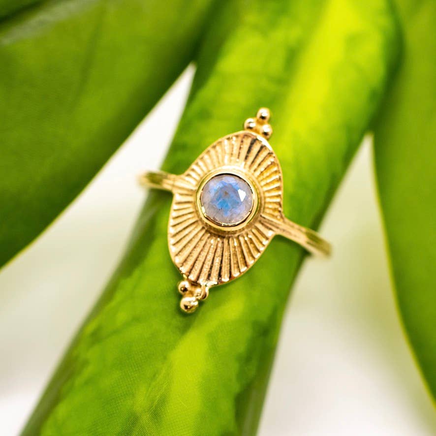 Brass Royal Moonstone Sunray Ring