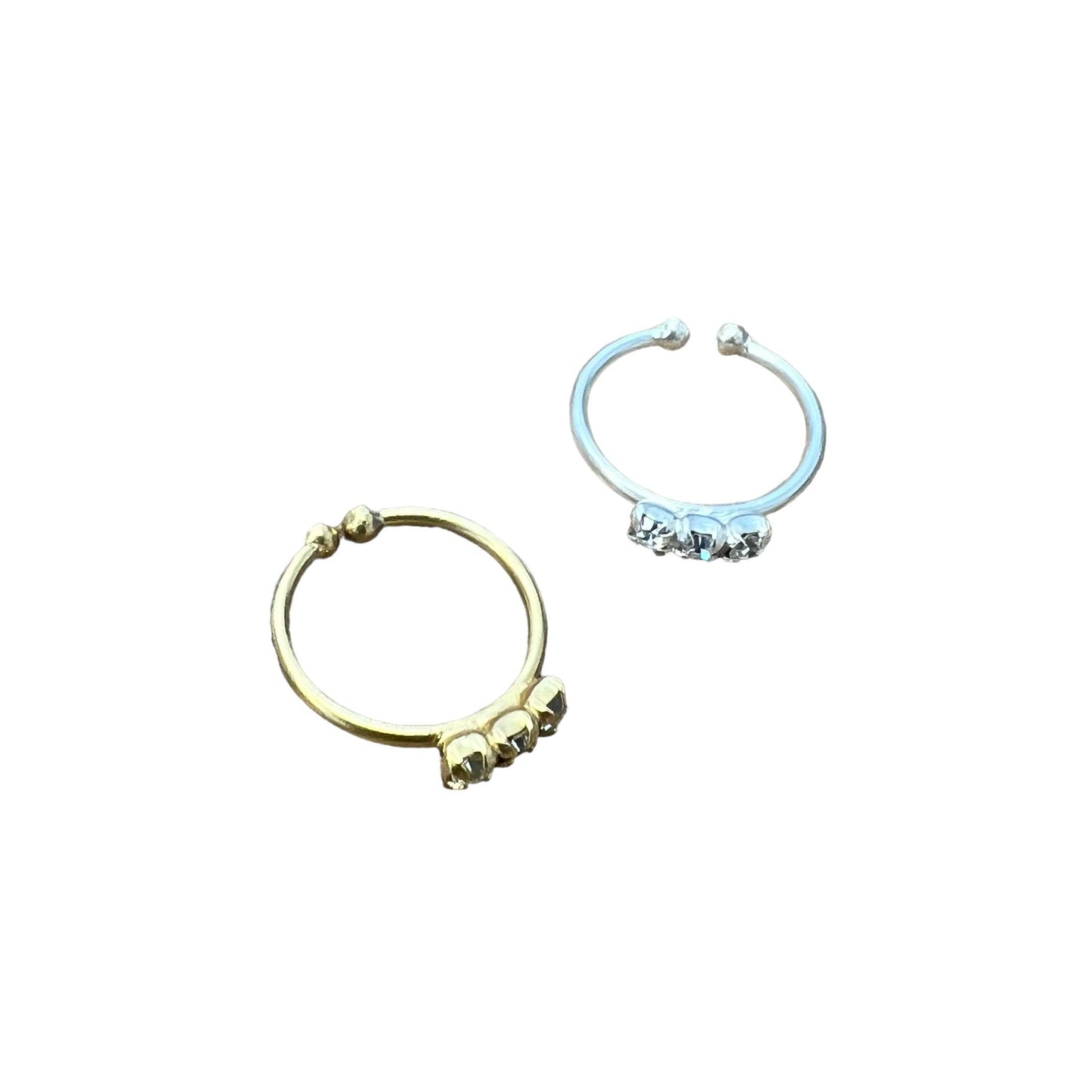 Triple Crystal Ear Cuff - Sterling Silver & Gold