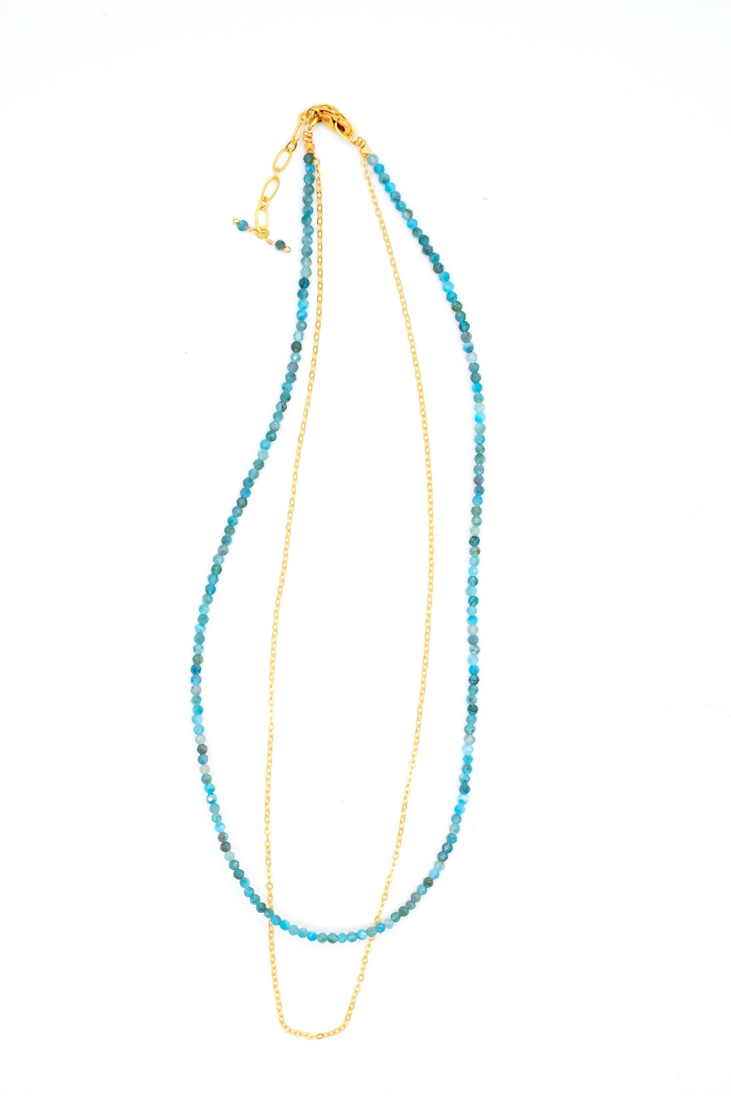 Gold Plated Stone & Chain Layer Necklace 