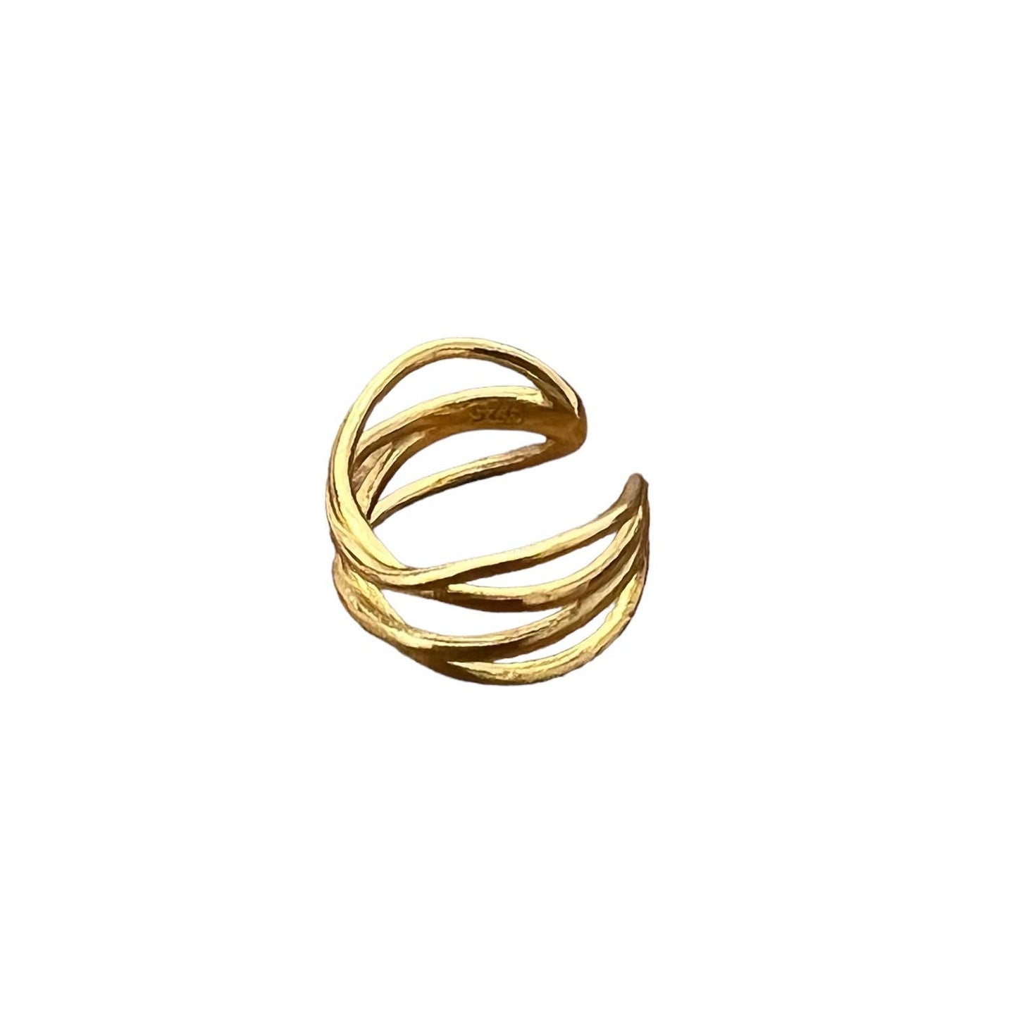 Double Cross Bar Ear Cuff - Sterling Silver & Gold