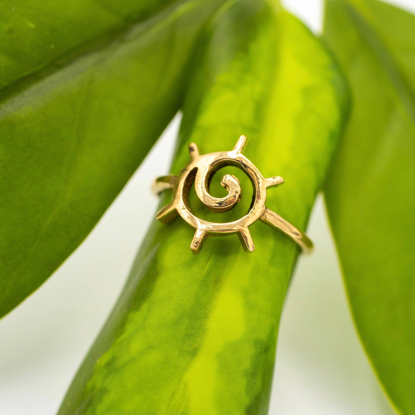 Brass Swirling Sun Ring