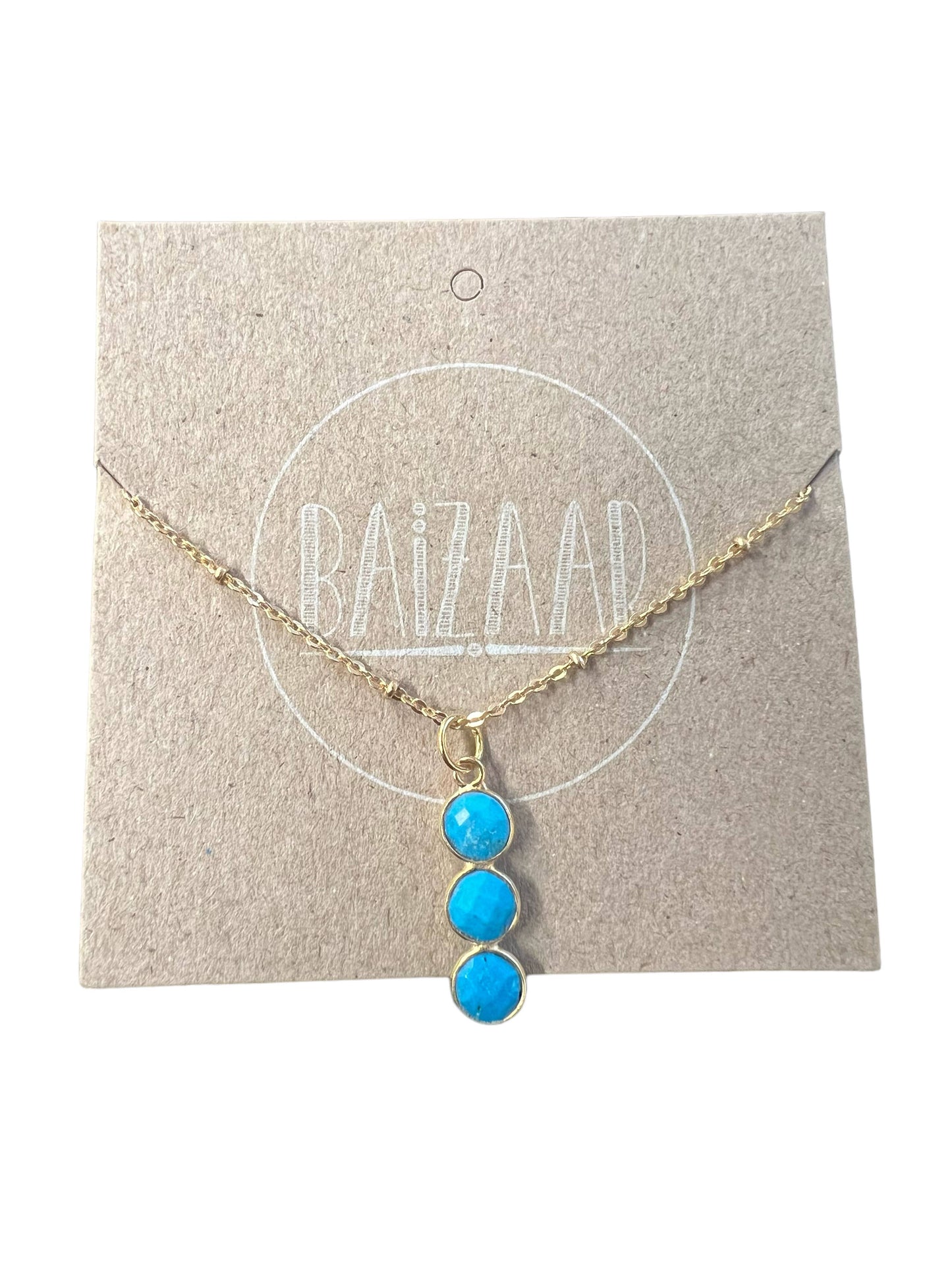 Faceted Triple Stone Necklace