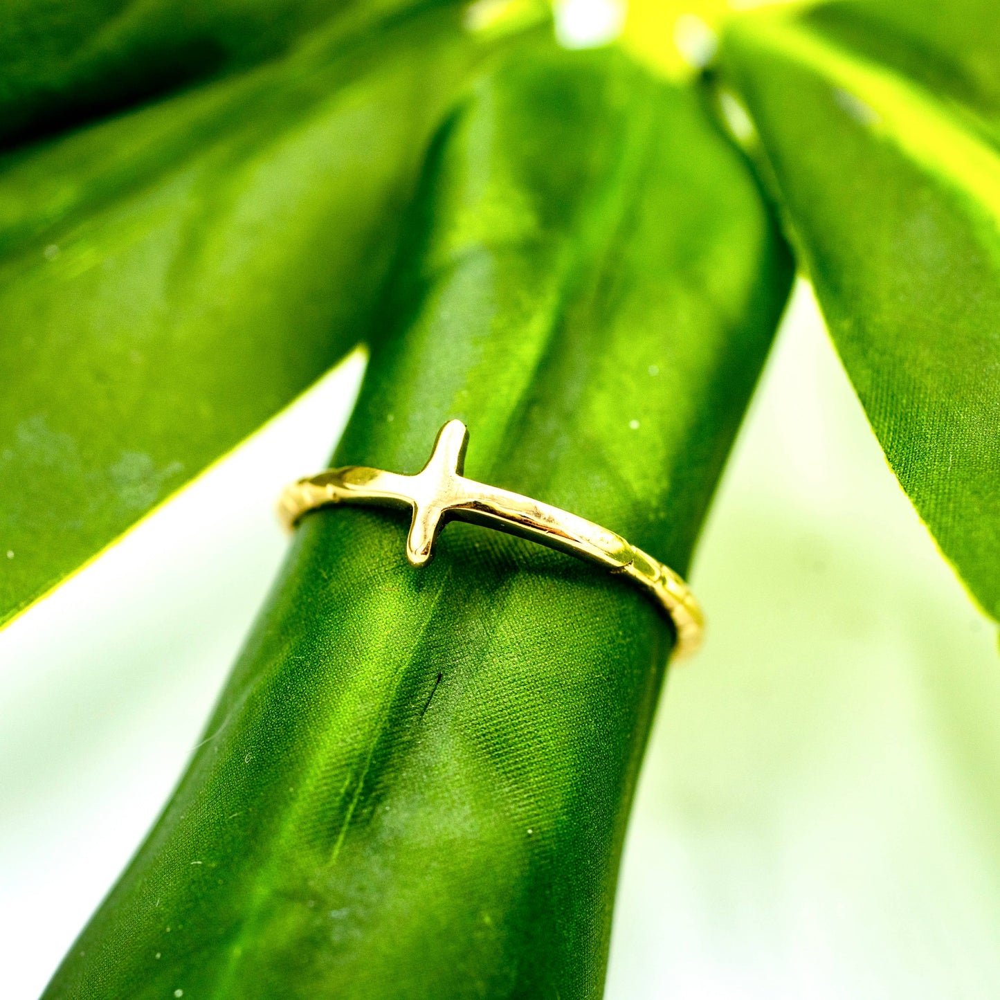 Brass Tiny Cross Ring 
