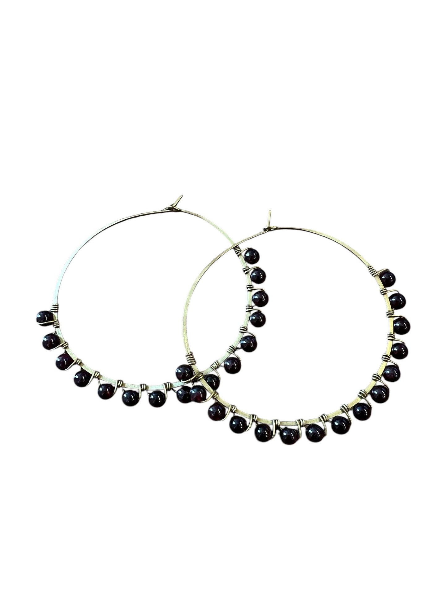 Brass Natural Stone Hoop Earring - Closeout Sale! 